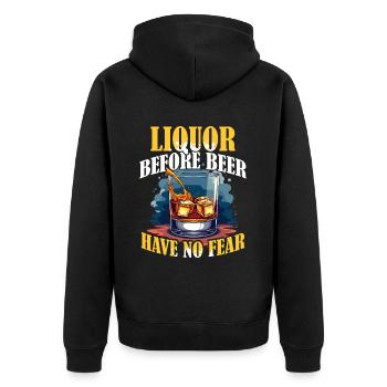 Bartender Liqour Before Beer Have No Fear - Unisex Premium Organic Zip Hoodie - black - Back - Nico (187cm)