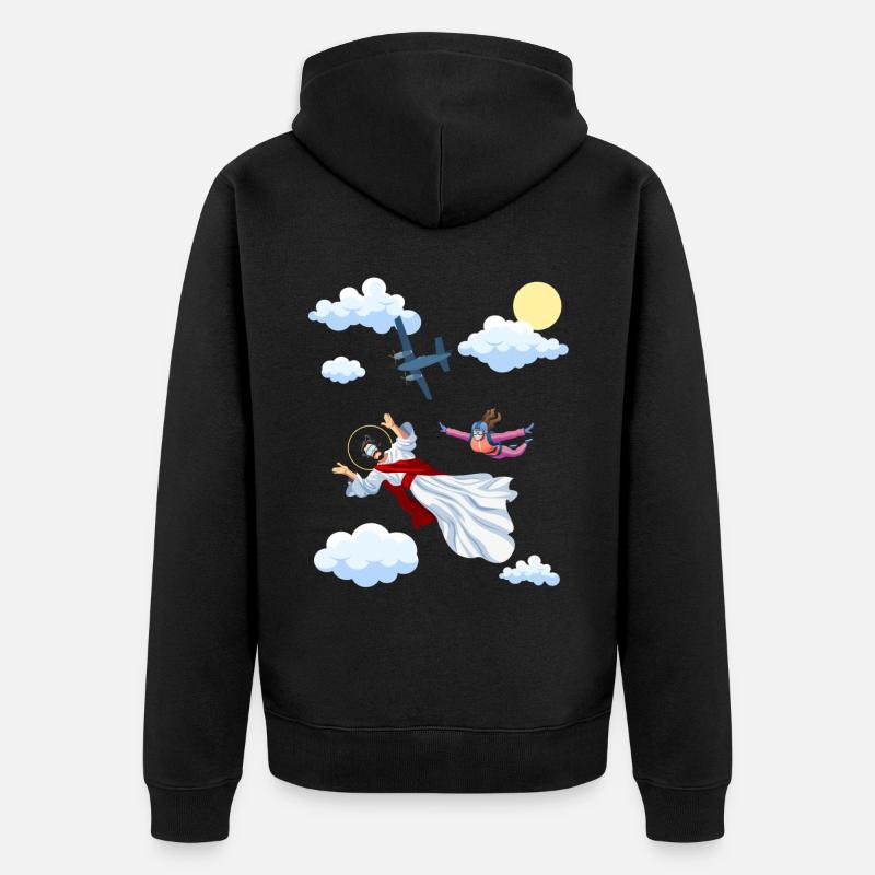 Skydive Jesus, Fallschirm, Skydiving, - Unisex Premium Bio Zip Hoodie - Schwarz