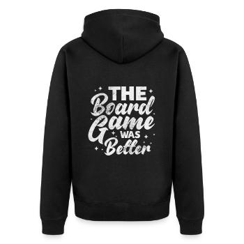 Board game - Unisex Premium Organic Zip Hoodie - black - Back - Nico (187cm)
