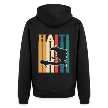 Haiti Haitianer Karibik Urlaub - Unisex Premium Bio Zip Hoodie - Schwarz - Hinten - Nico (187cm)