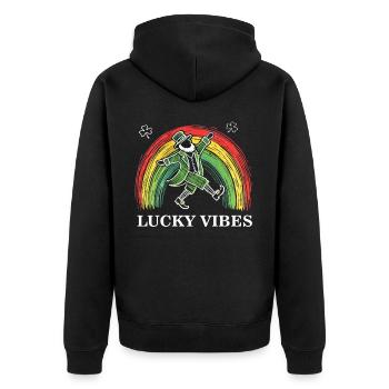 Happy Vibes St. Patrick's Day Rainbow - Unisex Premium Organic Zip Hoodie - black - Back - Nico (187cm)
