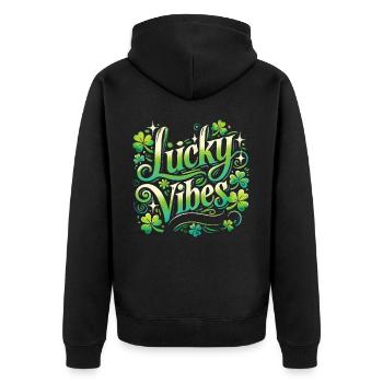 Saint-Patrick Lucky Vibes Design - Veste à capuche bio Premium Unisexe - noir - Dos - Nico (187cm)