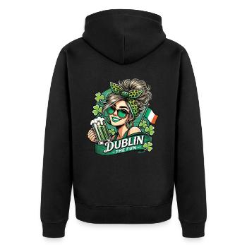 Dublin The Fun St. Patrick's Day Feier - Unisex Premium Bio Zip Hoodie - Schwarz - Hinten - Nico (187cm)