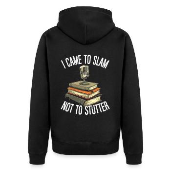 Poetry Slam Reim Slam Poesie Poet Gedichte - Unisex Premium Bio Zip Hoodie - Schwarz - Hinten - Nico (187cm)