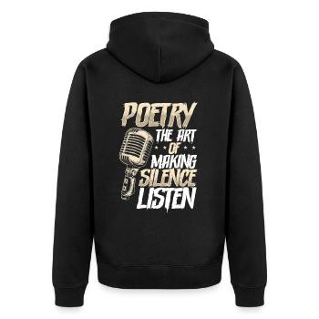 Poetry Slam Reim Slam Poesie Poet Gedichte - Unisex Premium Bio Zip Hoodie - Schwarz - Hinten - Nico (187cm)