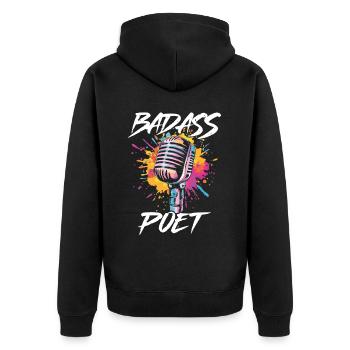 Poetry Slam Reim Slam Poesie Poet Gedichte - Unisex Premium Bio Zip Hoodie - Schwarz - Hinten - Nico (187cm)