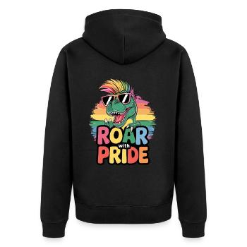 Roar With Pride Cool T-Rex Dino LGBTQ Funny Pride - Unisex Premium Organic Zip Hoodie - black - Back - Nico (187cm)