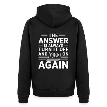 Administrator Support Nerd Computer Tech - Unisex Premium Bio Zip Hoodie - Schwarz - Hinten - Nico (187cm)