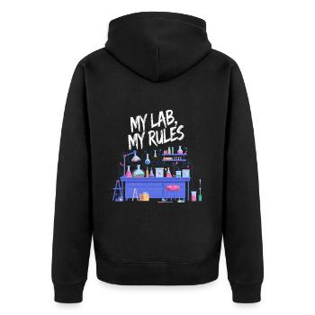 Mon laboratoire, mes règles - Veste à capuche bio Premium Unisexe - noir - Dos - Nico (187cm)