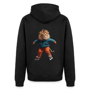 Löwe - Unisex Premium Bio Zip Hoodie - Schwarz - Hinten - Nico (187cm)