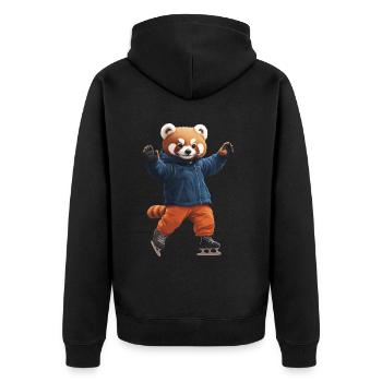 Roter Panda - Unisex Premium Bio Zip Hoodie - Schwarz - Hinten - Nico (187cm)