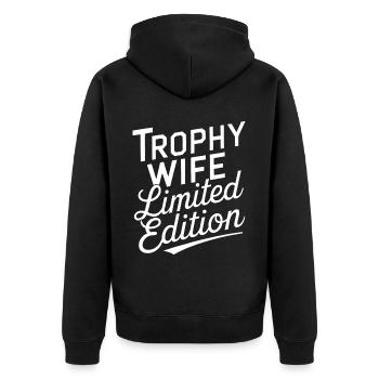 Ehefrau - Unisex Premium Bio Zip Hoodie - Schwarz - Hinten - Nico (187cm)