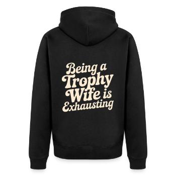 Ehefrau - Unisex Premium Bio Zip Hoodie - Schwarz - Hinten - Nico (187cm)