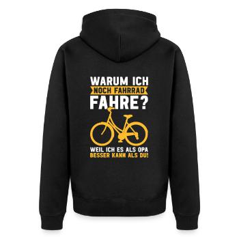 Opa Fahrradliebhaber Großvater Fahrrad Pops - Unisex Premium Bio Zip Hoodie - Schwarz - Hinten - Nico (187cm)