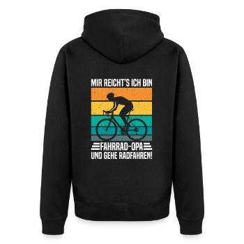 Opa Fahrradliebhaber Großvater Fahrrad Pops - Unisex Premium Bio Zip Hoodie - Schwarz - Hinten - Nico (187cm)