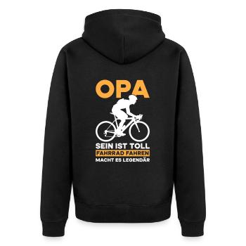 Opa Fahrradliebhaber Großvater Fahrrad Pops - Unisex Premium Bio Zip Hoodie - Schwarz - Hinten - Nico (187cm)