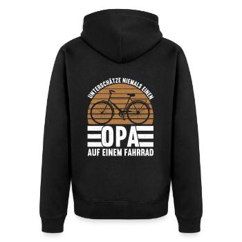 Opa Fahrradliebhaber Großvater Fahrrad Pops - Unisex Premium Bio Zip Hoodie - Schwarz - Hinten - Nico (187cm)