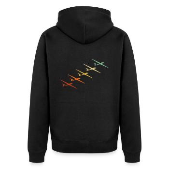 Sailplane Glider Aviation - Unisex Premium Bio Zip Hoodie - Schwarz - Hinten - Nico (187cm)
