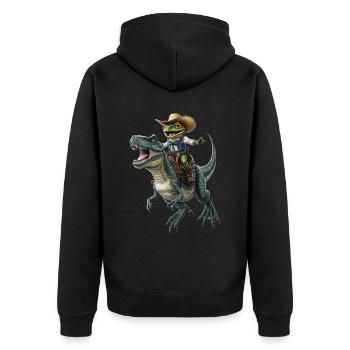 Frosch - Unisex Premium Bio Zip Hoodie - Schwarz - Hinten - Nico (187cm)