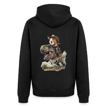 Meerschweinchen - Unisex Premium Bio Zip Hoodie - Schwarz - Hinten - Nico (187cm)
