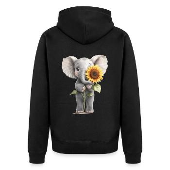 Hochlandrind - Unisex Premium Bio Zip Hoodie - Schwarz - Hinten - Nico (187cm)