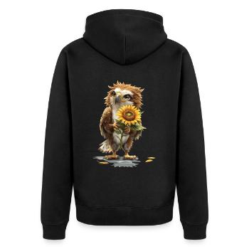 Meerschweinchen - Unisex Premium Bio Zip Hoodie - Schwarz - Hinten - Nico (187cm)
