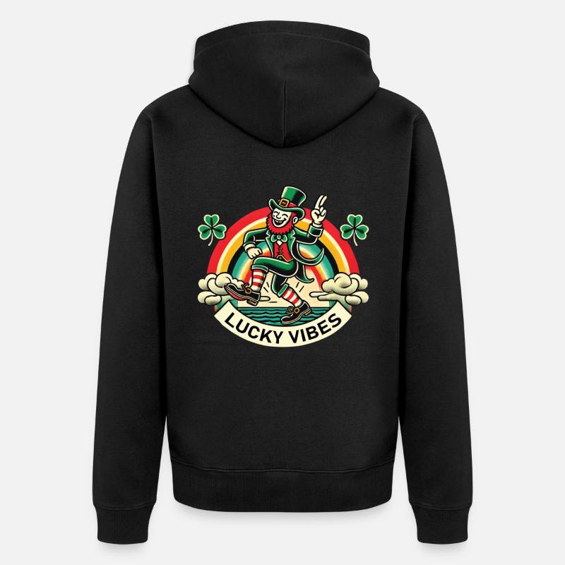 Saint-Patrick Lucky Vibes Arc-en-ciel - Veste à capuche bio Premium Unisexe - noir