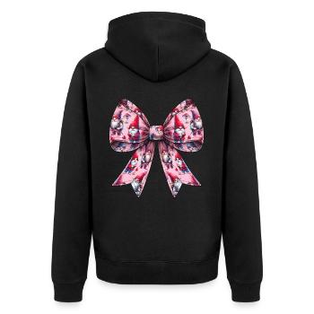 Coquette Bogen Gnom St. Patricks Day Kobold - Unisex Premium Bio Zip Hoodie - Schwarz - Hinten - Nico (187cm)