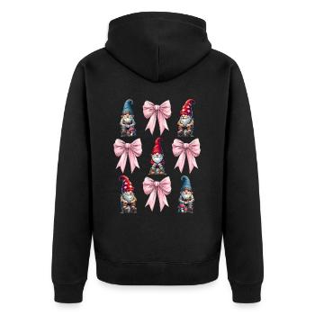 Coquette Bogen Gnom St. Patricks Day Kobold - Unisex Premium Bio Zip Hoodie - Schwarz - Hinten - Nico (187cm)