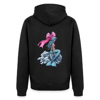 Coquette noeud Sirène Fille Ruban Rose - Veste à capuche bio Premium Unisexe - noir - Dos - Nico (187cm)
