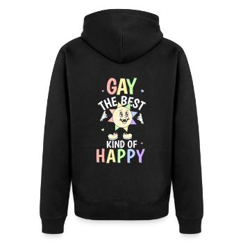 Gay Le meilleur type de bonheur Mignon Soleil LGBTQ - Veste à capuche bio Premium Unisexe - noir - Dos - Nico (187cm)