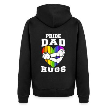 Fierté papa câlins LGBTQ arc-en-ciel coeur allié câlin gratuit - Veste à capuche bio Premium Unisexe - noir - Dos - Nico (187cm)