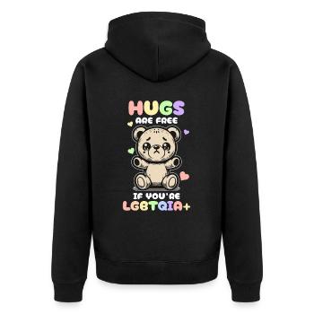 Hugs Are Free Cute Bear LGBTQIA Pride Month Ally - Unisex Premium Organic Zip Hoodie - black - Back - Nico (187cm)