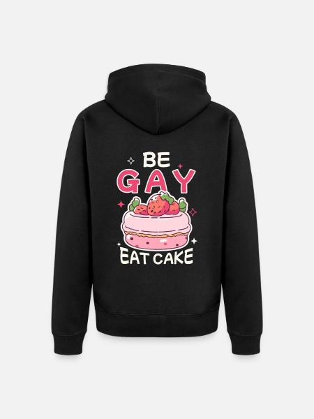 Wees homo Eet Cake Kawaii Eten Grappige LGBTQ Pride - Uniseks Premium bio ziphoodie - zwart