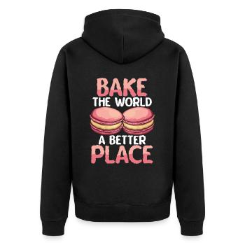 Macaron Bäcker Konditor Macaron-Liebhaber - Unisex Premium Bio Zip Hoodie - Schwarz - Hinten - Nico (187cm)