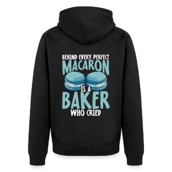 Macaron Bäcker Konditor Macaron-Liebhaber - Unisex Premium Bio Zip Hoodie - Schwarz - Hinten - Nico (187cm)