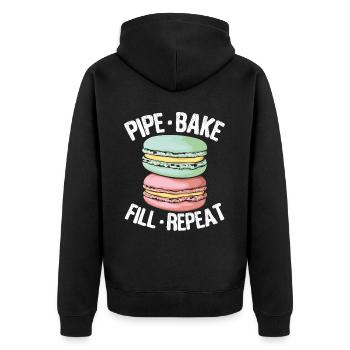 Macaron Baker Chef pâtissier Amateur de macarons - Veste à capuche bio Premium Unisexe - noir - Dos - Nico (187cm)