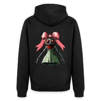 Coquette Bow Flatwoods Monster Cryptid - Unisex Premium Organic Zip Hoodie - black - Back - Nico (187cm)