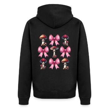 Coquette Arc Champignon Chasse Cottagecore Mycologie - Veste à capuche bio Premium Unisexe - noir - Dos - Nico (187cm)