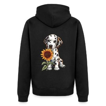 Dalmatiner - Unisex Premium Bio Zip Hoodie - Schwarz - Hinten - Nico (187cm)