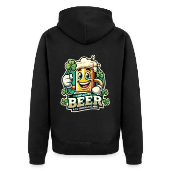 St. Patricks Day Lustiger Bier Humor - Unisex Premium Bio Zip Hoodie - Schwarz - Hinten - Nico (187cm)