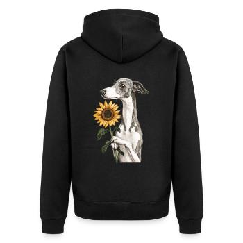 Windhund - Unisex Premium Bio Zip Hoodie - Schwarz - Hinten - Nico (187cm)