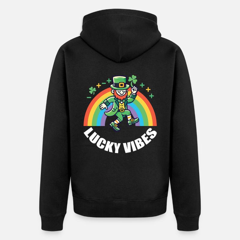 Saint-Patrick Happy Vibes Arc-en-ciel - Veste à capuche bio Premium Unisexe - noir