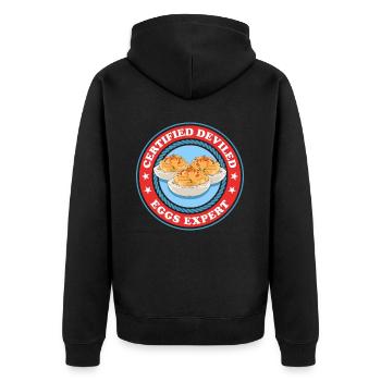 Gefüllte Eier Experte Deviled Eggs Geschenk - Unisex Premium Bio Zip Hoodie - Schwarz - Hinten - Nico (187cm)