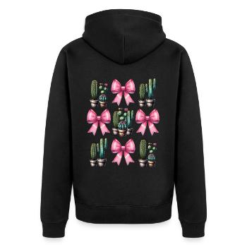 Coquette Bogen Kaktus Sukkulente Pflanze Mom - Unisex Premium Bio Zip Hoodie - Schwarz - Hinten - Nico (187cm)