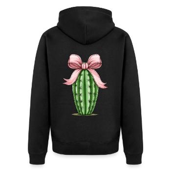Coquette Bogen Kaktus Sukkulente Pflanze Mom - Unisex Premium Bio Zip Hoodie - Schwarz - Hinten - Nico (187cm)