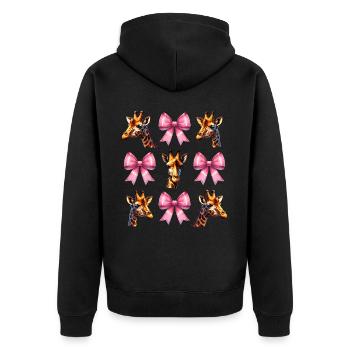 Coquette Bogen Giraffe Mädchen Mama Muttertag rosa - Unisex Premium Bio Zip Hoodie - Schwarz - Hinten - Nico (187cm)