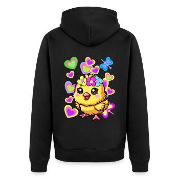 Pâques Printemps poussin Retro des années 80 des années 90 Enfants Poulet - Veste à capuche bio Premium Unisexe - noir - Dos - Nico (187cm)