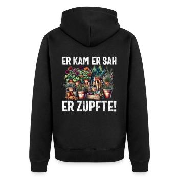 Gärtner Pflanzen Gartenarbeit Gartenbau - Unisex Premium Bio Zip Hoodie - Schwarz - Hinten - Nico (187cm)