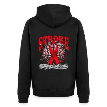 Schlaganfall Erholung - Unisex Premium Bio Zip Hoodie - Schwarz - Hinten - Nico (187cm)